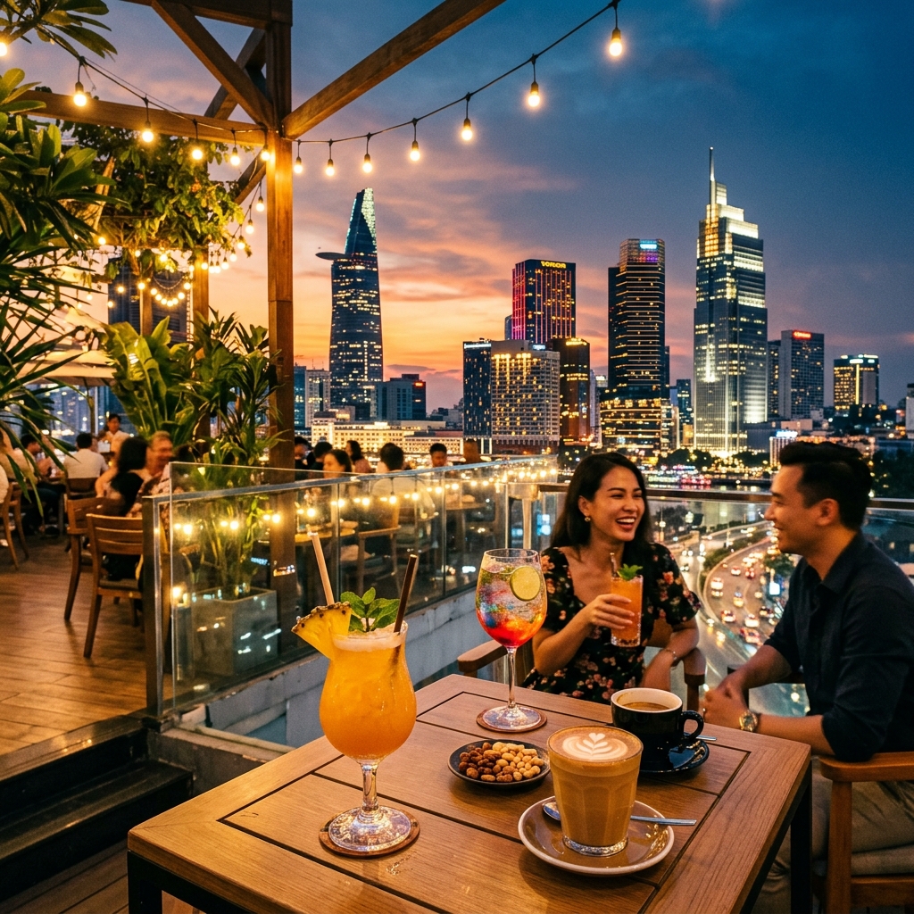 Top 8 Rooftop Cafes in Saigon for Breathtaking Golden Hour Sunset Views